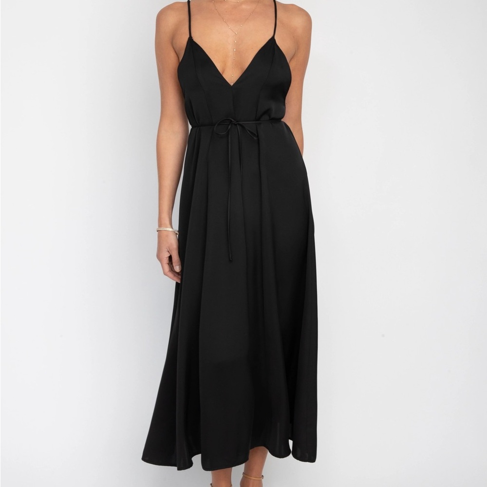 Banana Republic Black Satin Maxi Dress